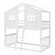 preview thumbnail 8 of 9, Twin Over Twin Bunk Bed With Ladder, House-shaped Bed with Windows, Pine Wooden Bed Frame with Guardrails, White