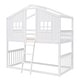preview thumbnail 17 of 27, Twin over Twin Bunk Bed Frame with Semi-enclosed House Frame, Windows, Headboard, Ladder, Guardrail - Wooden House Bed Frame聽