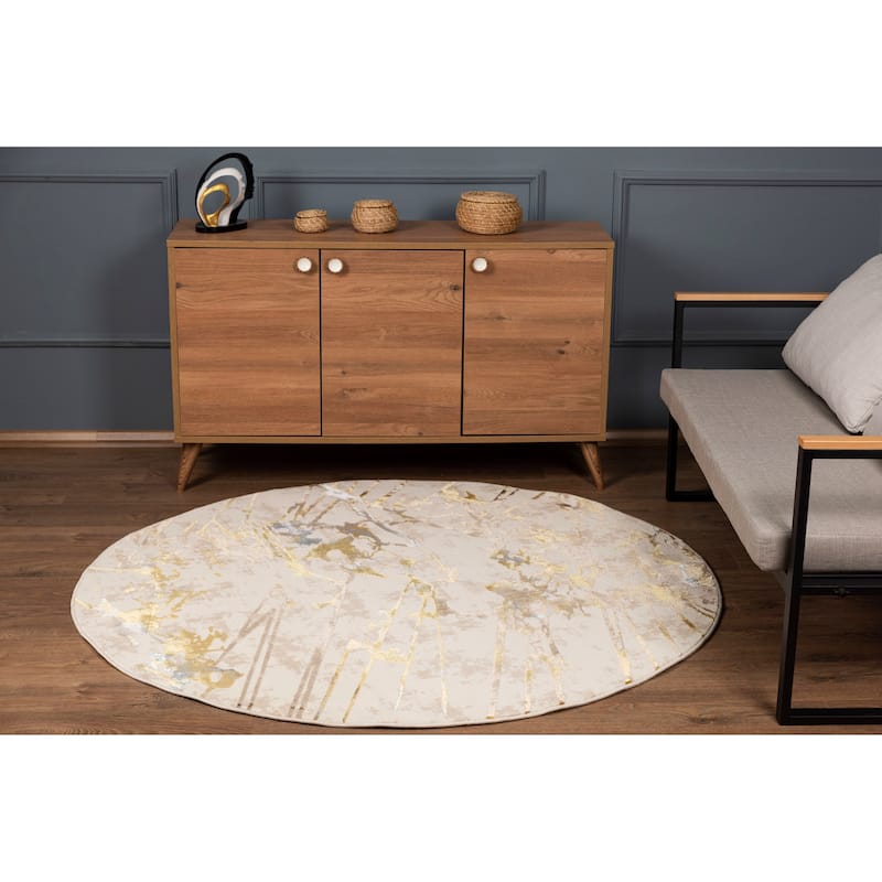 London Collection Cream/ Brown Abstract Area Rug