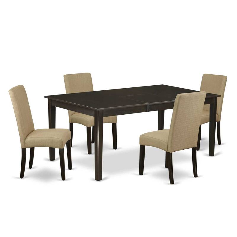 HomeStock 5-Pc Cappuccino Solid Wood Top-Dining Room Set with Butterfly Leaf-Seats 4