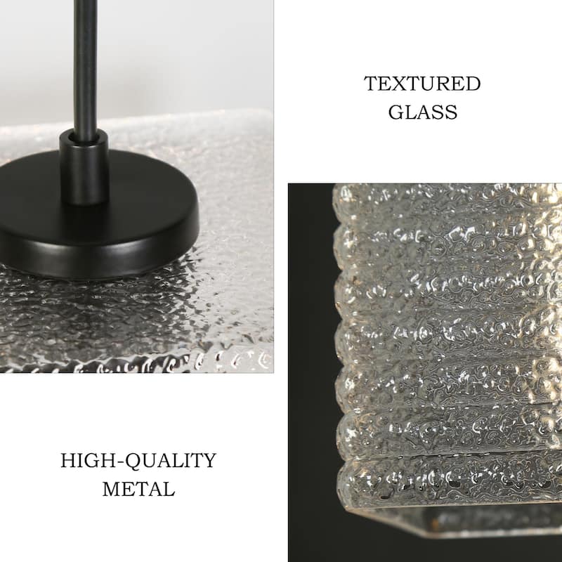 Modern Elegant 1-light Textured Glass Pendant Rectangular Shade Kitchen Island Light for Dining Room - 5.4“W × 9.6”H