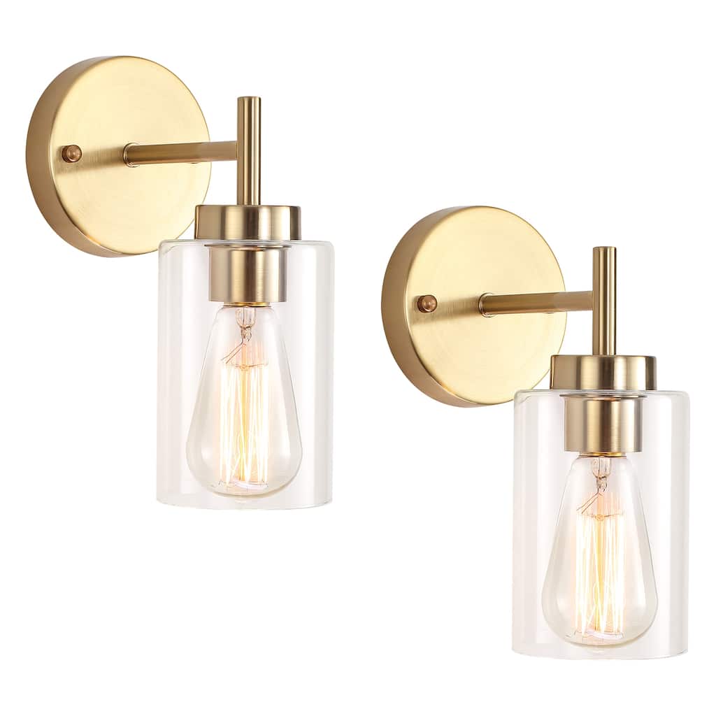 2-Light Modern Wall Sconce Bathroom Vanity Light with Glass Shade