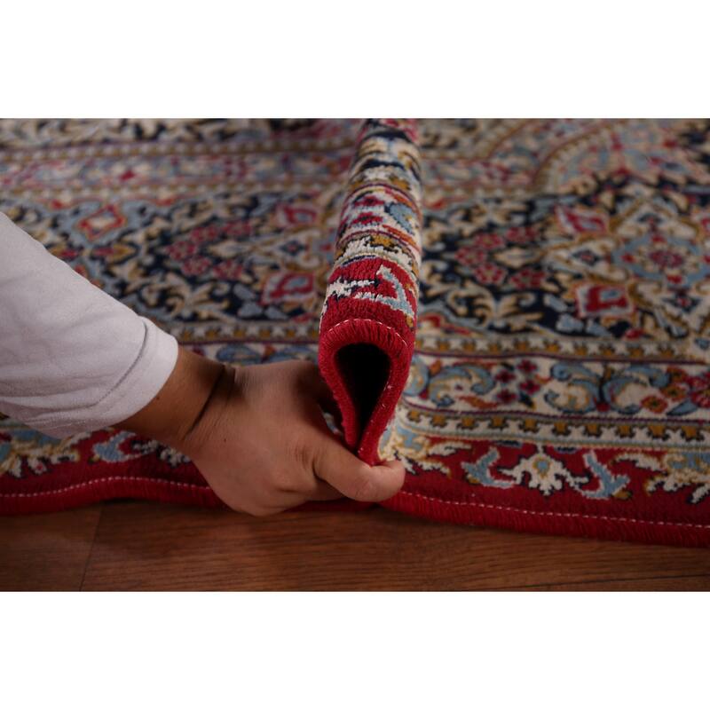 Traditional Red Kashan Turkish Area Rug Machine-Made Bedroom Carpet - 9'6" x 13'0"
