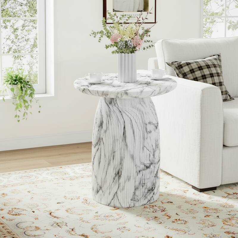 Christopher Knight Home - Aurelia Outdoor Marble-Effect MGO Side Table - Marble Effect