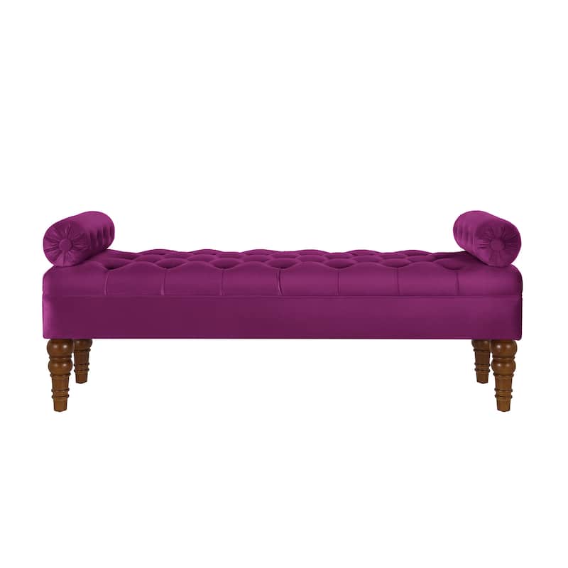 Bench for Bedroom, End of Bed Bench, Modern Velvet Tufted Upholstered Window Ottoman Benches with Arm for Living Room
