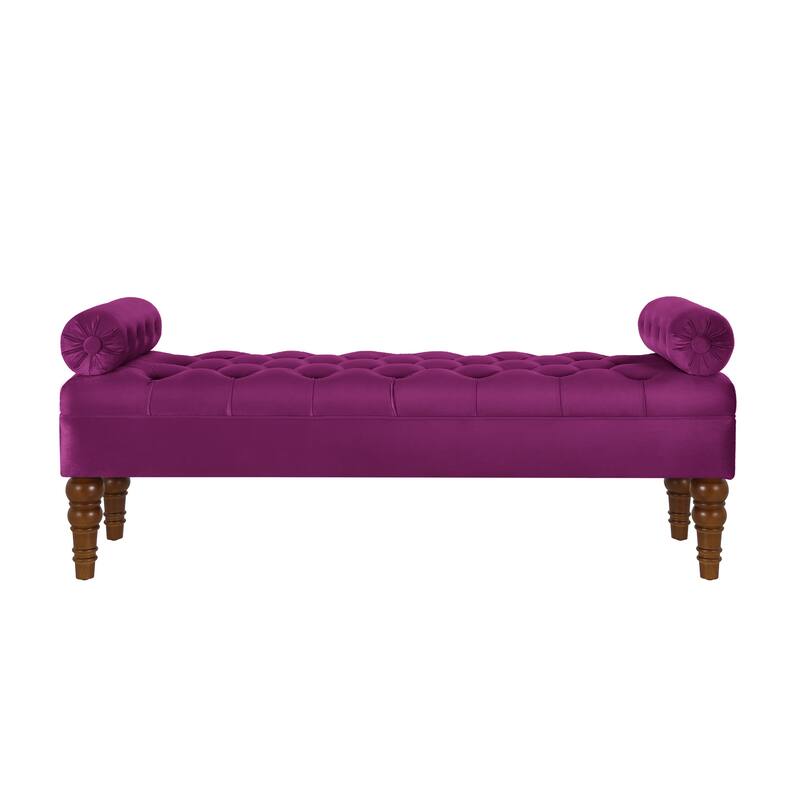 Velvet Long Bed Bench for Bedroom,Upholstered Window Bench with Tufted Button,Entryway Bench,Bolster Bench for Living Room