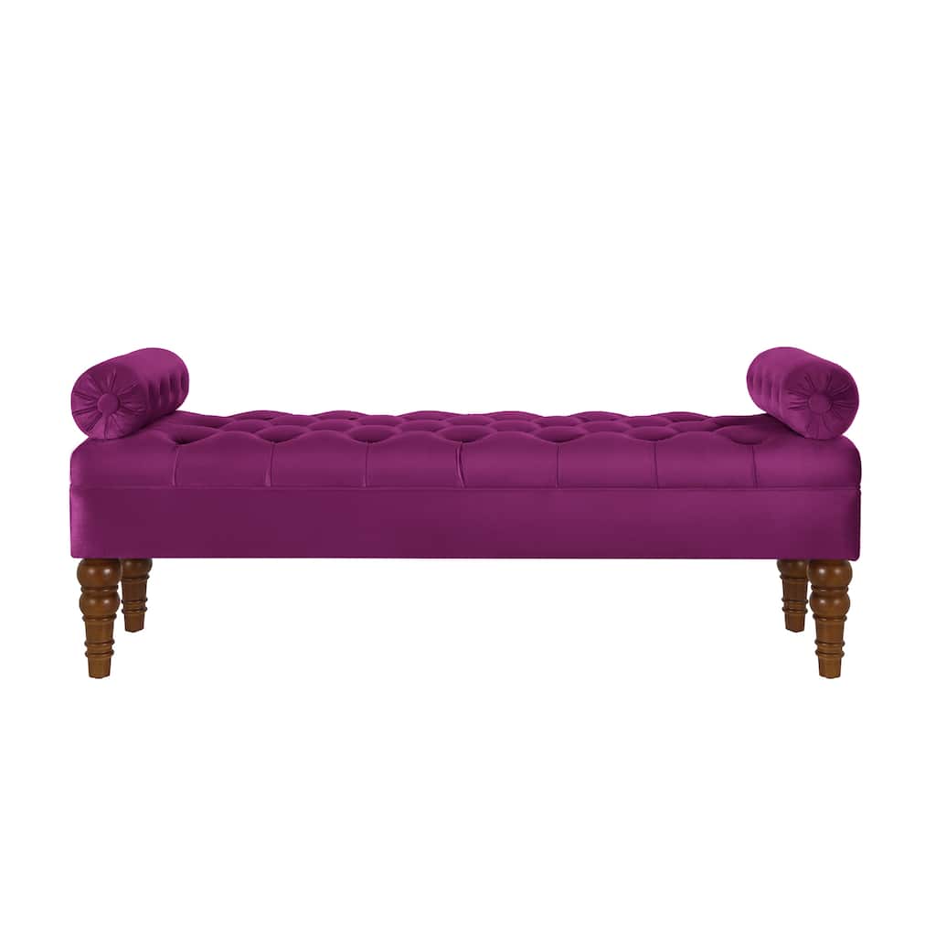 Violet Velvet End of Bed Bench Hallway Bench Ottoman Bench for Bedroom, Simple Indoor Bench Leisure Bench