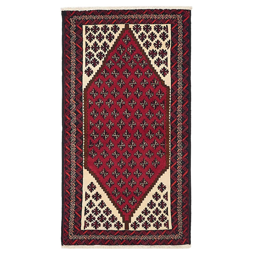 ECARPETGALLERY Hand-knotted Teimani Red Wool Rug - 3'3 x 6'2