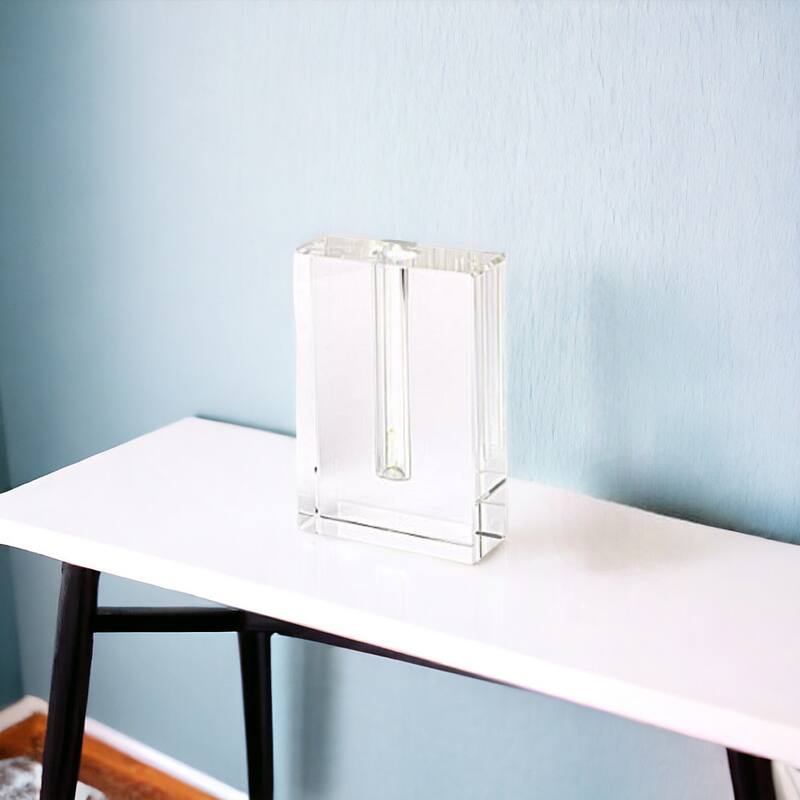 HomeRoots 6" Clear Crystal Glass Square Table Vase
