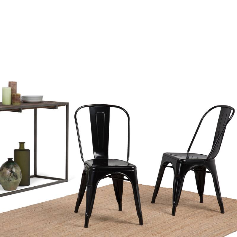 WYNDENHALL Freya Industrial Metal Dining Side Chair (Set of 2) , Fully Assembled - 17.7"w x 21.1"d x 33.1"h
