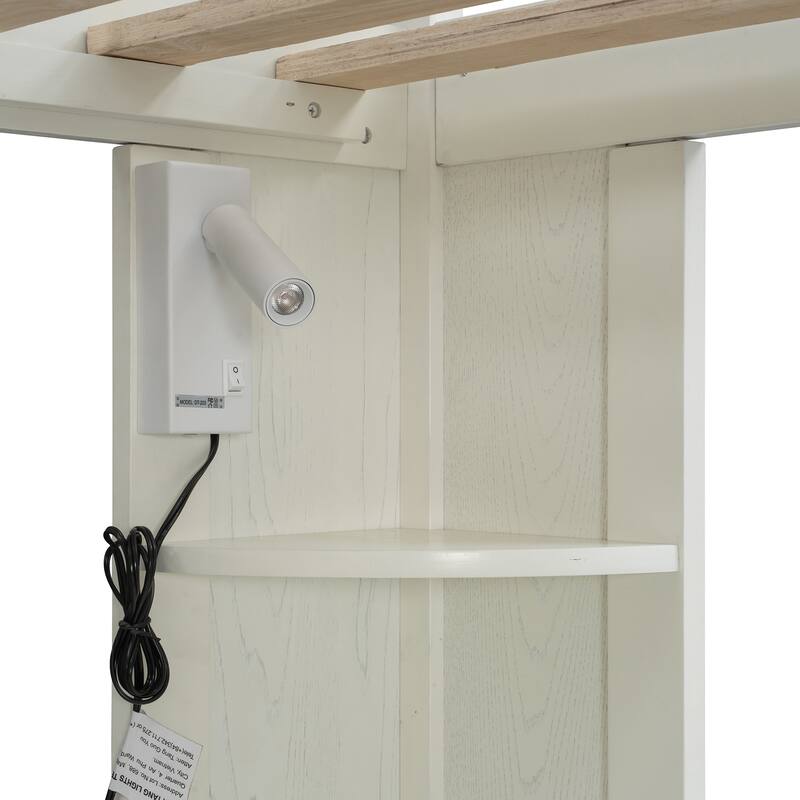 Twin Loft Bed with Integrated Wardrobe Desk Keyboard Tray Charging Station