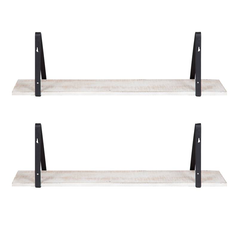 Kate and Laurel Soloman Wood 2 Piece Shelves with Metal Brackets