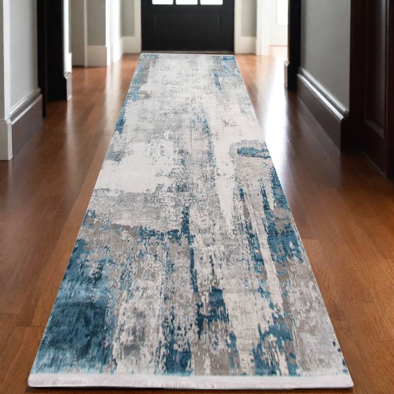 HomeRoots Abstract Contemporary Rectangle Area Rug - 118.00 in. x 36.00 in.  x 0.30 in.