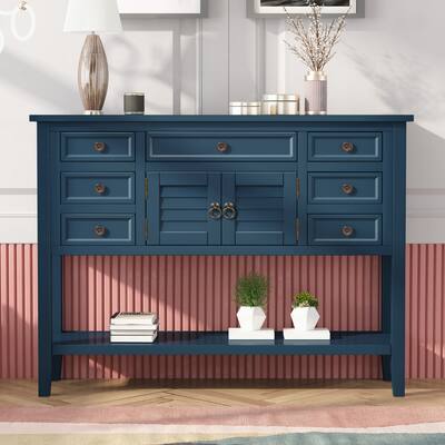 44.5" Blue Console Table Entryway Table Sofa Table w/ Storage Cabinet