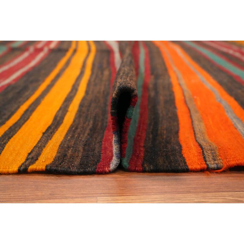 Hand Woven Oriental 100% Wool Carpet Southwestern Geometric Multi-Colored Kilim Area Rug - 10' 9'' X 6' 6''