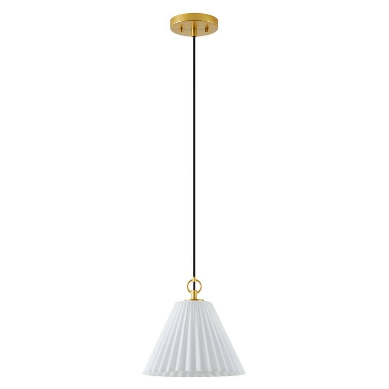 KAWOTI 1-Light Pendant with Fluted Opal White Glass - W11" x H10"（MaxH84.6"）