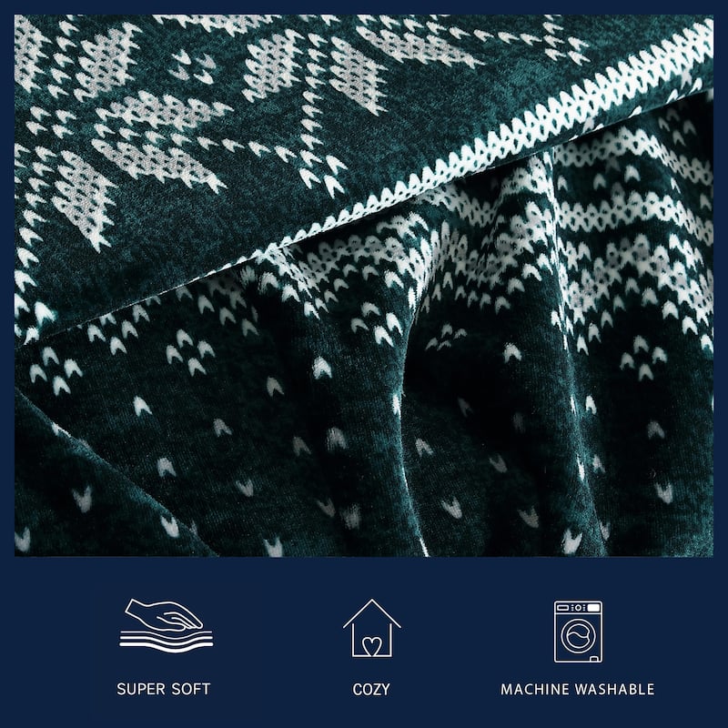 Nautica Printed Plush Fleece Reversible Throw Blanket