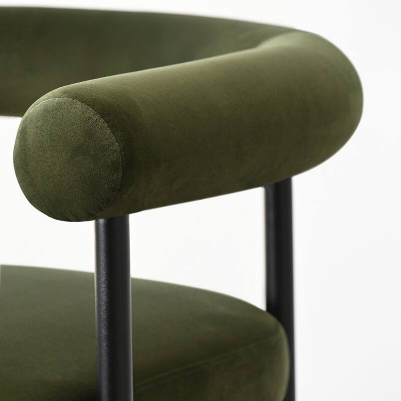 Velvet Counter Height Bar Stools with Arms, Curved Back, Metal Frame (Set of 4)
