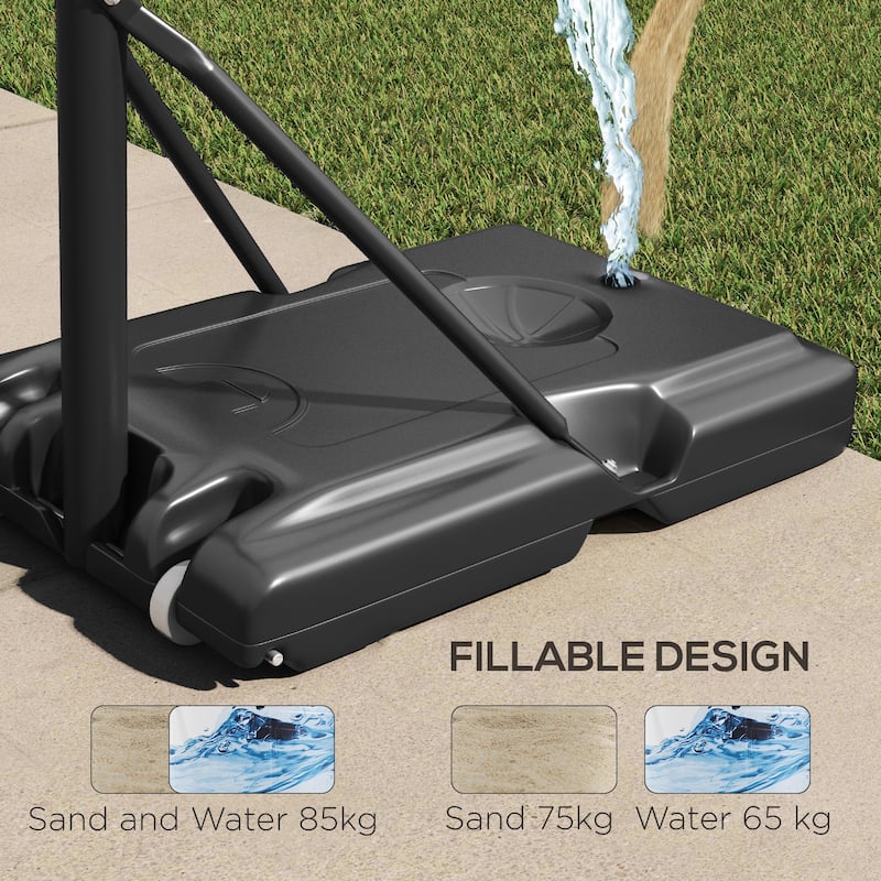 Black Adjustable Portable Basketball Hoop Stand with Shatterproof Backboard and Fillable Base - 29.5" H x 43.3" W x 2" D
