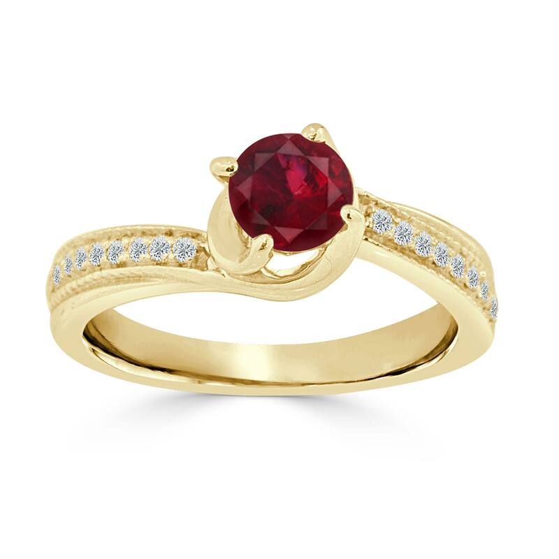 Auriya Modern 5/8ct Ruby 1/7ctw Diamond Engagement Ring 14K Gold