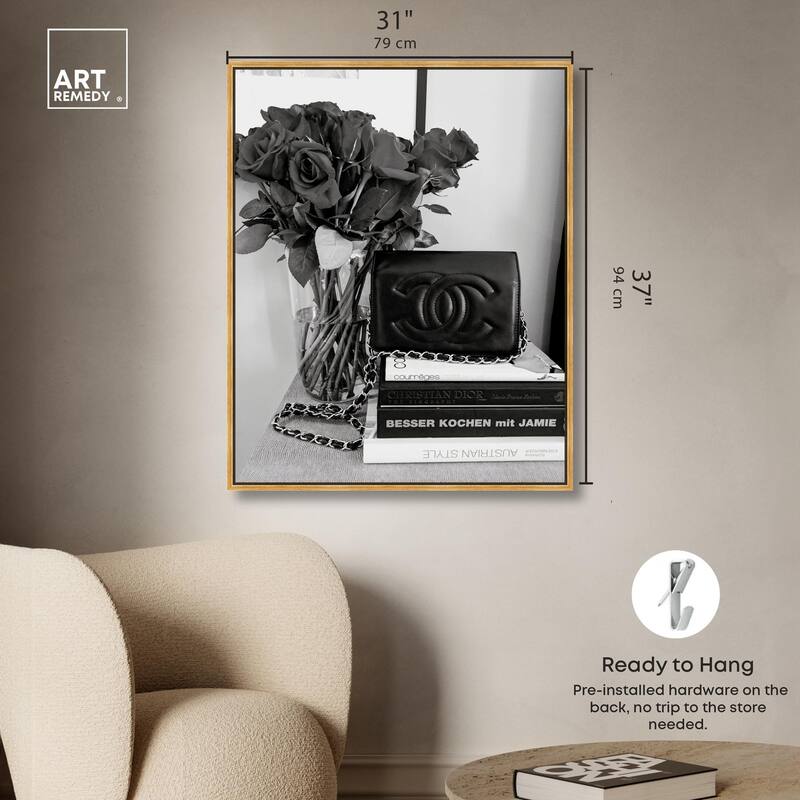 Classic Bag and Roses Canvas by Art Remedy