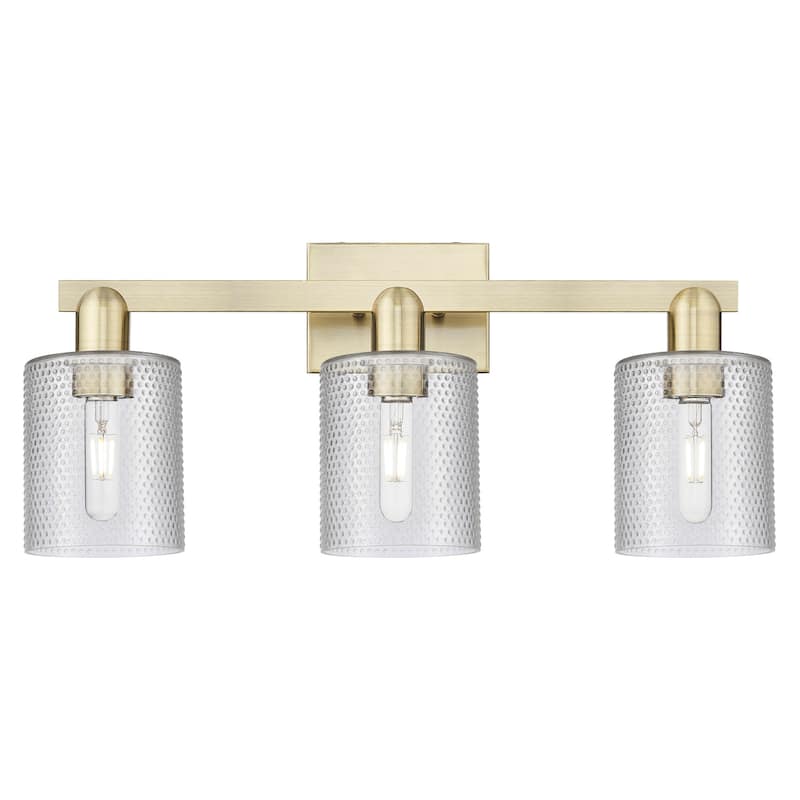 Innovations Lighting 716-3W-11-24 Cobbleskill Vanity Cobbleskill 3 - Antique Brass / Clear