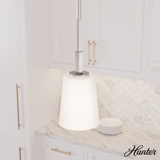 Hunter Nolita 1 Light Pendant, Kitchen Island, Dining Room, Contemporary, White Glass Shade