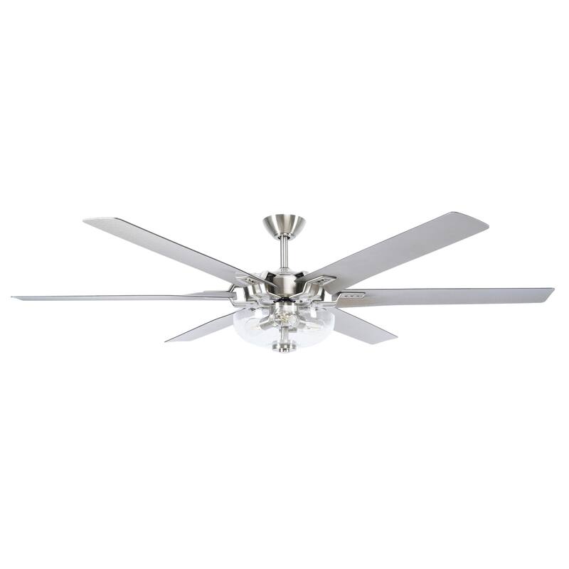 70-inch Brushed Nickel Modern 6-Blade Windmill Ceiling Fan with Remote