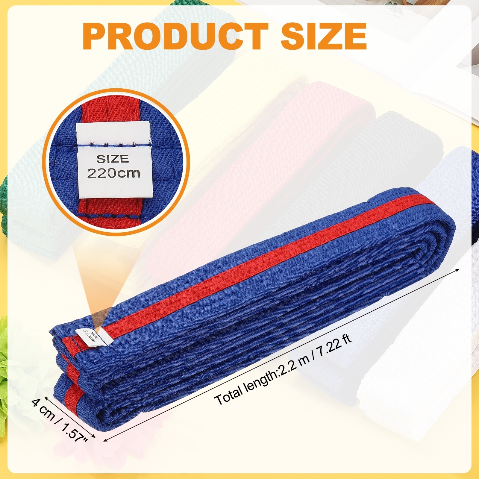 Karate Belt, Martial Arts Ranking Belts Solid Cotton Double-Layered Core Long Soft Uniform Training