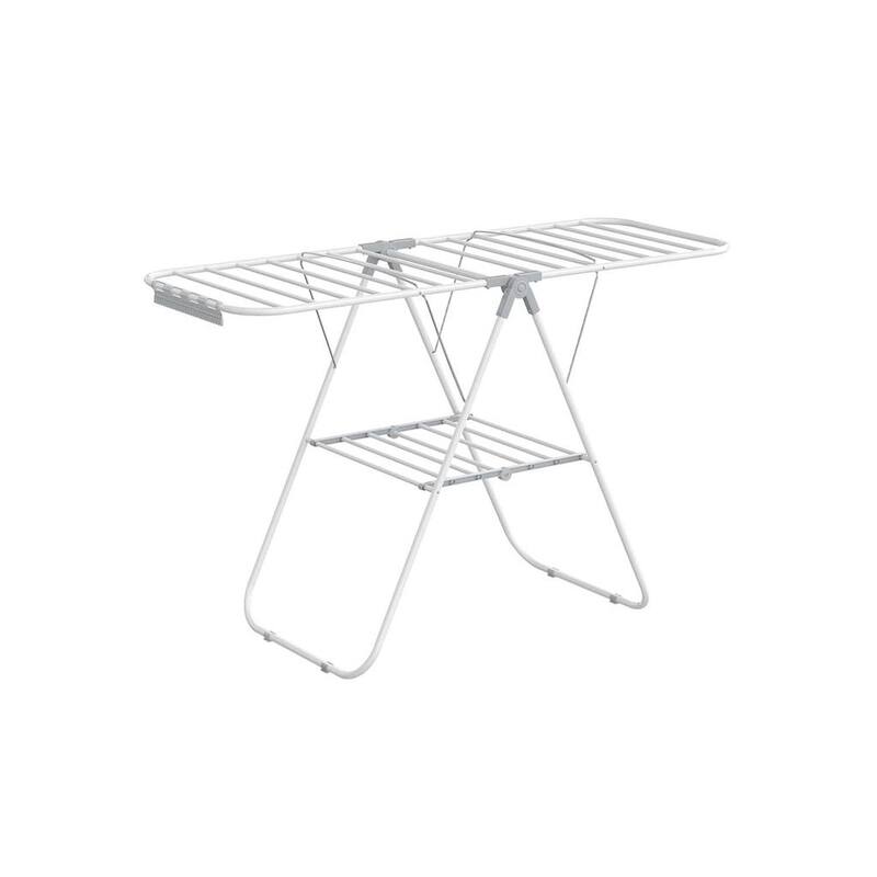 Modern Stainless Steel Clothes Drying Rack with Sock Clips - Silver-Grey