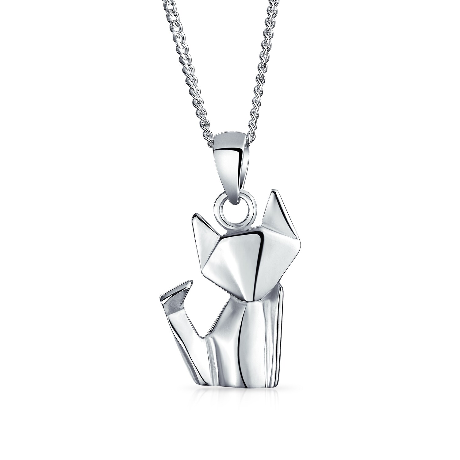 Shop 3d Origami Cat Kitten Kitty Pet Pendant Necklace 925 Sterling