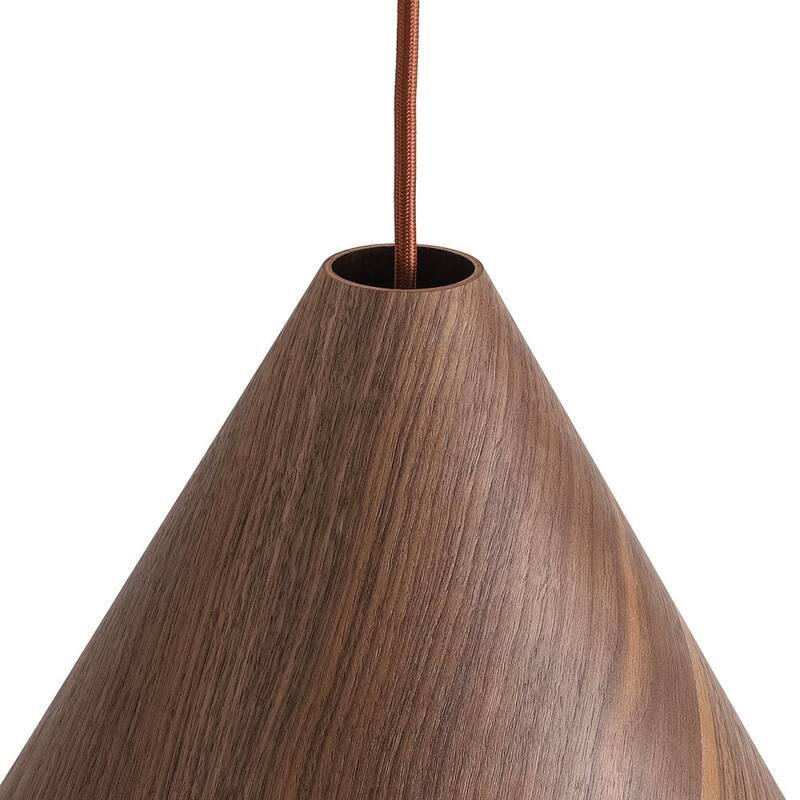 Scandinavian Wood Grain Large Tapered Conical Pendant Light 17.7in