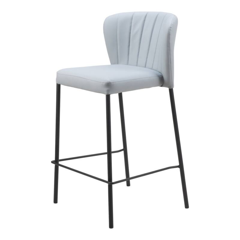 Set of 2 Armless Faux Leather Seat Counter Height Chairs with Full Back and Powder Coated Frame - 35”H x 18.9”W x 19.7”D