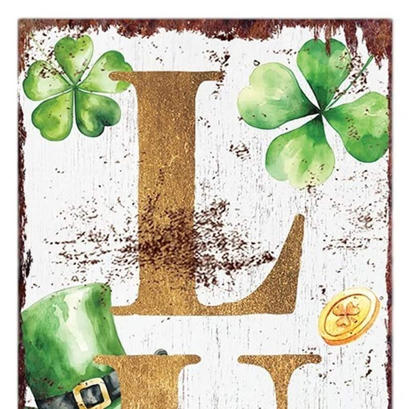 HomeRoots 36" White Gold And Green Solid Wood Luck St Patrick's Day Porch Sign