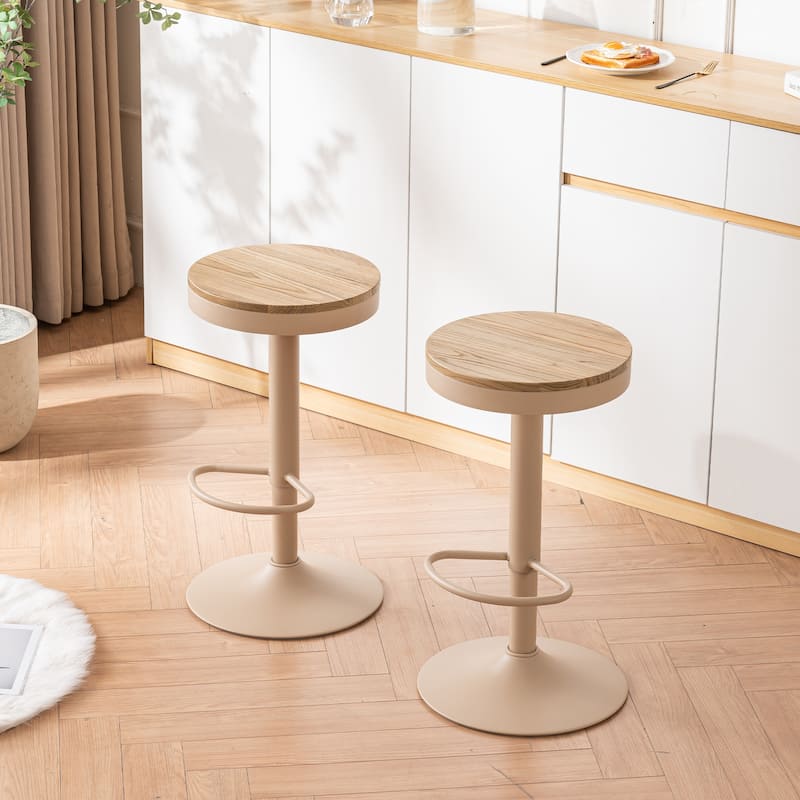 Adjustable Swivel Bar Chairs Backless Round Barstools Set of 2