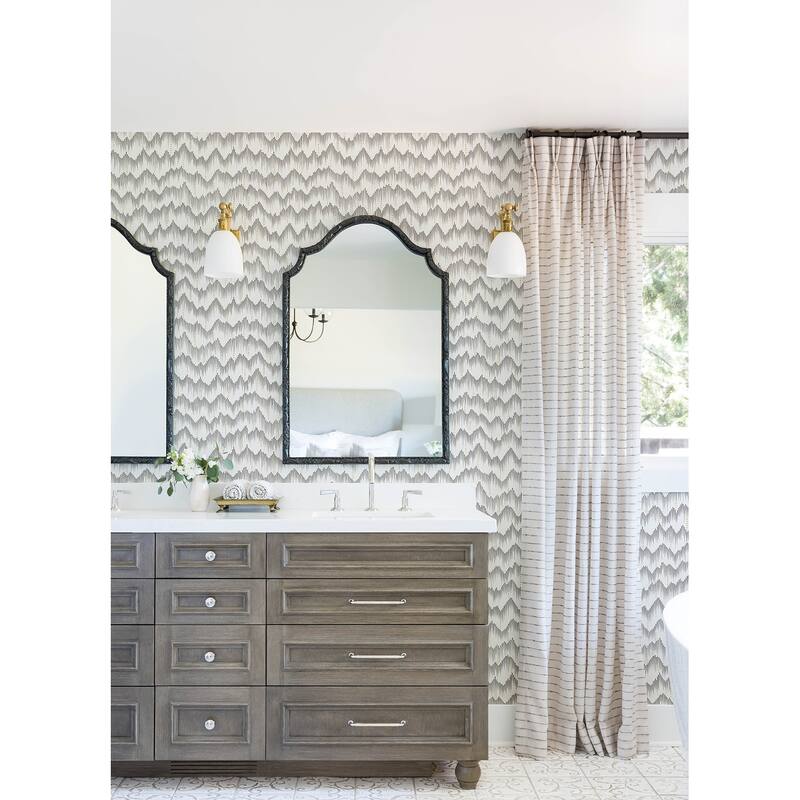 A-Street Prints Holmby Grey Brushstroke Zigzag Wallpaper