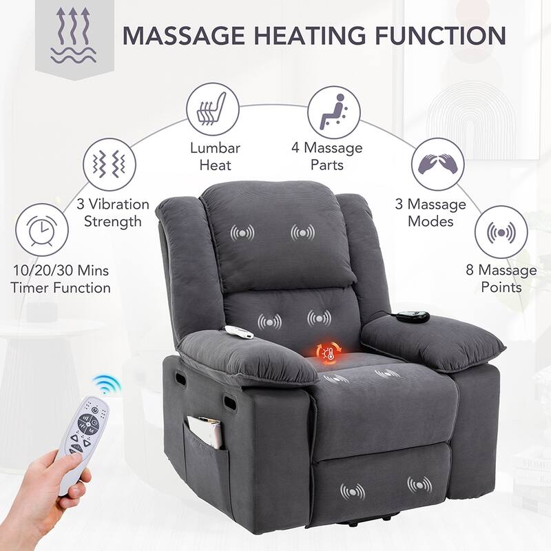 Power Lift Massage Recliner with Heat, Vibration Massage and Storage