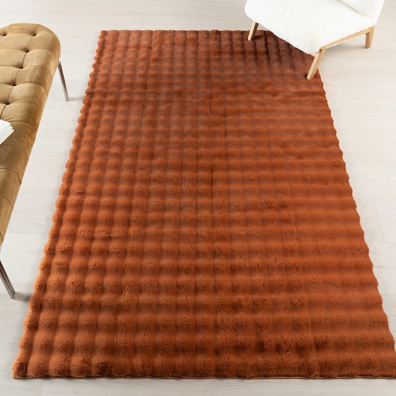 Nuloom Jeni Solid Plush Machine Washable Area Rug - 3' 9" x 6' - Brick - Rectangle
