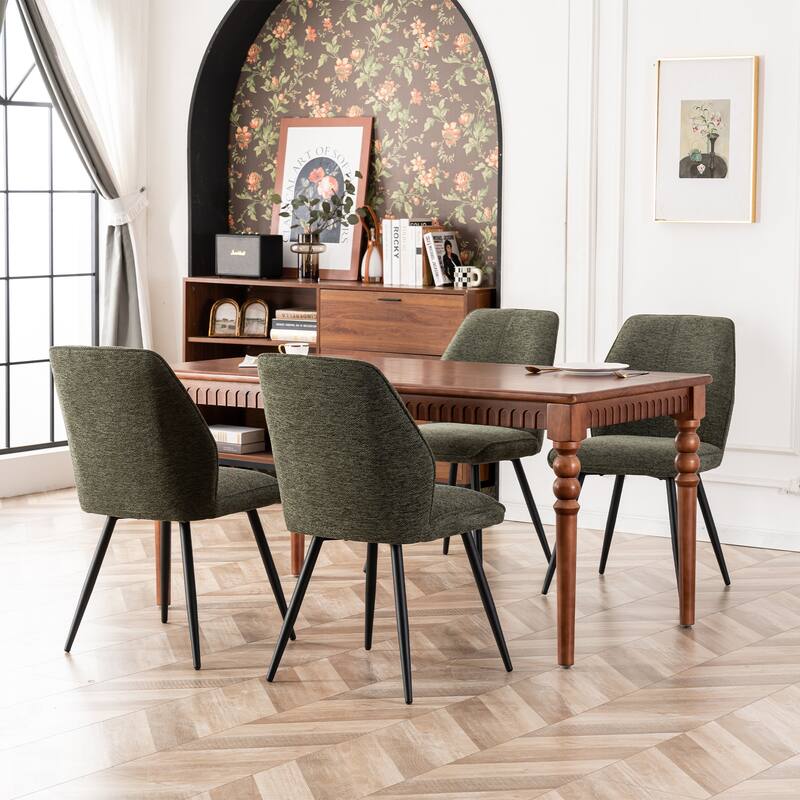 Mid Century Modern Armless Fabric Dining Room Chairs Set of 2