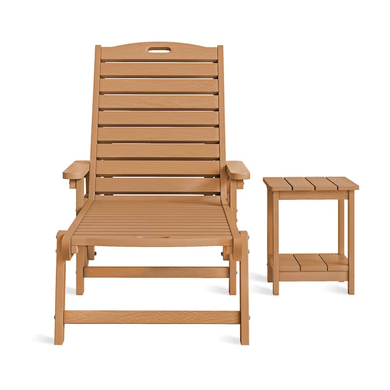 HDPS All Weather Outdoor Chaise Lounge With Side Table (2-piece Set)