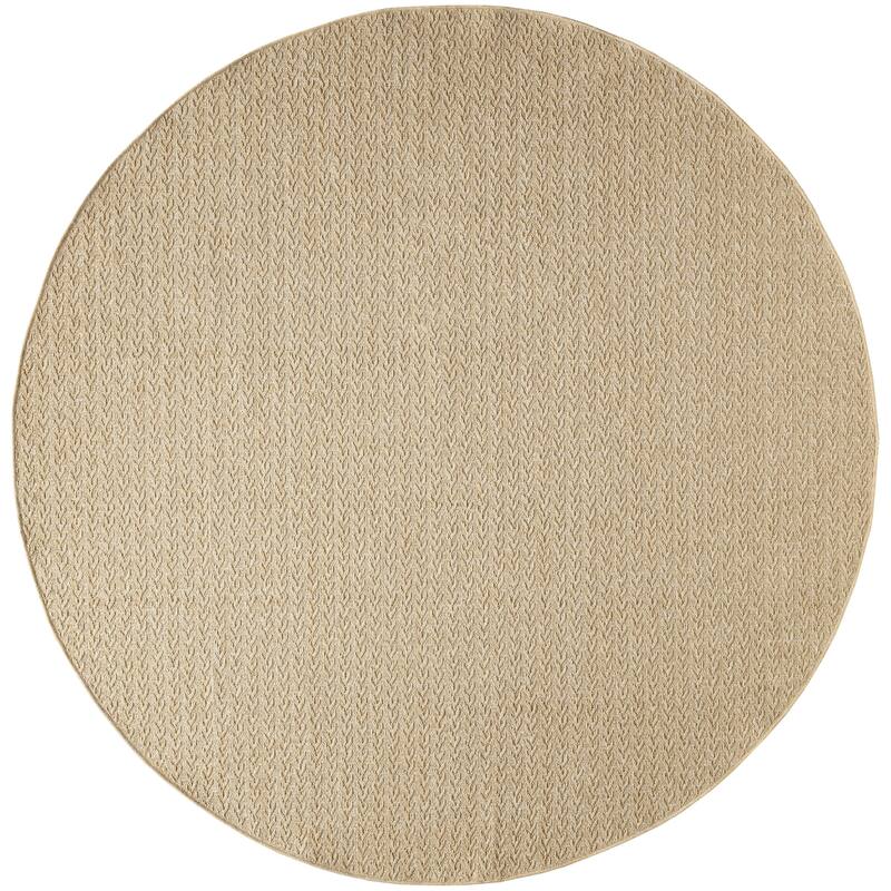 Nourison Tulum Indoor/Outdoor Chevron Area Rug - 8' x Round - Taupe