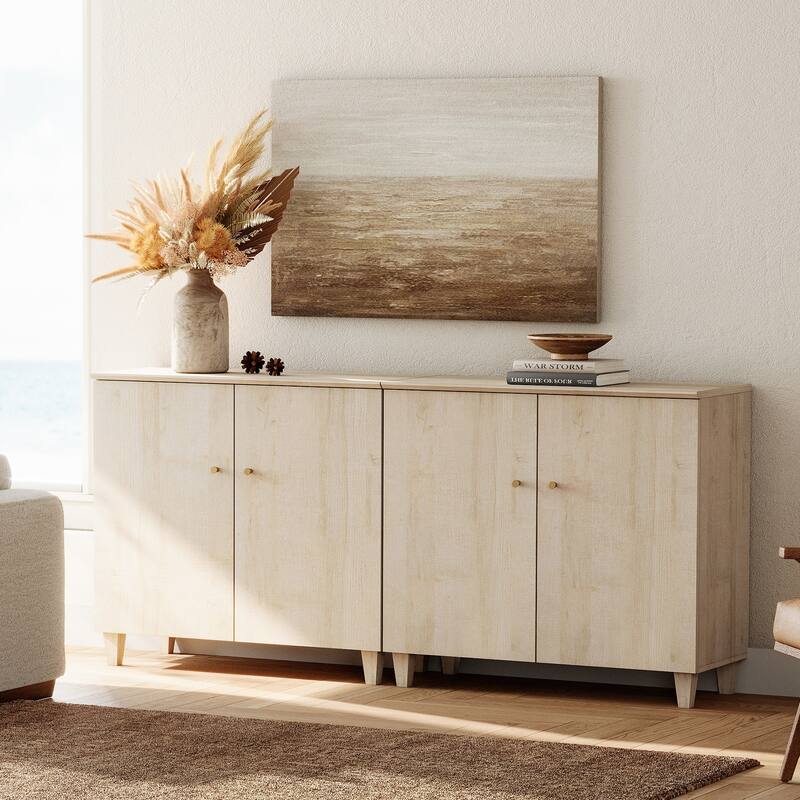 WAMPAT Modern TV Stand, Tall Entertainment Center with Doors