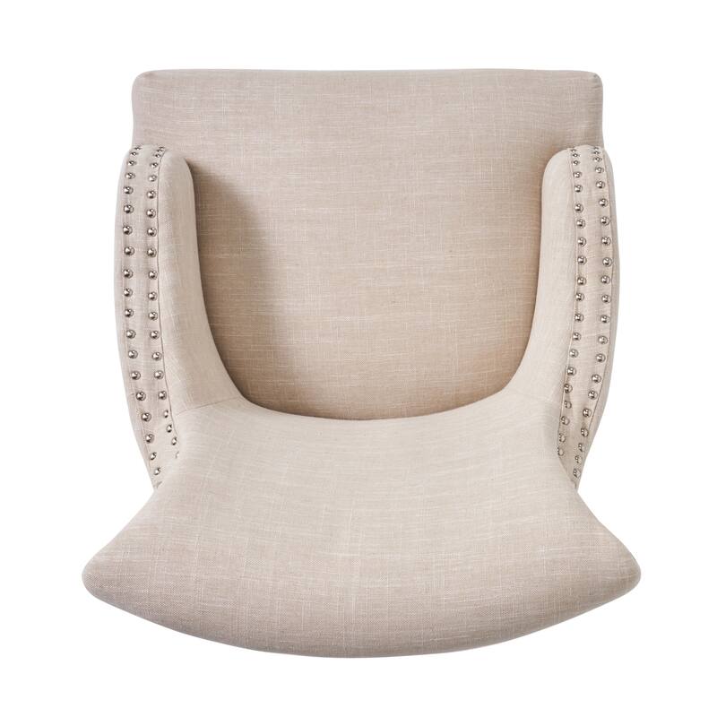 Light Beige 26" Arm Chair with Nailheads
