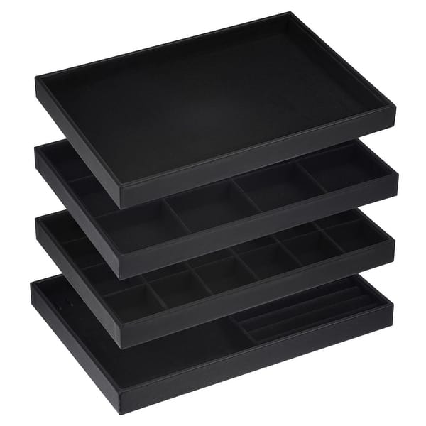 VELVET QUILTED JEWELLERY TRAY MEDIUM BLACK