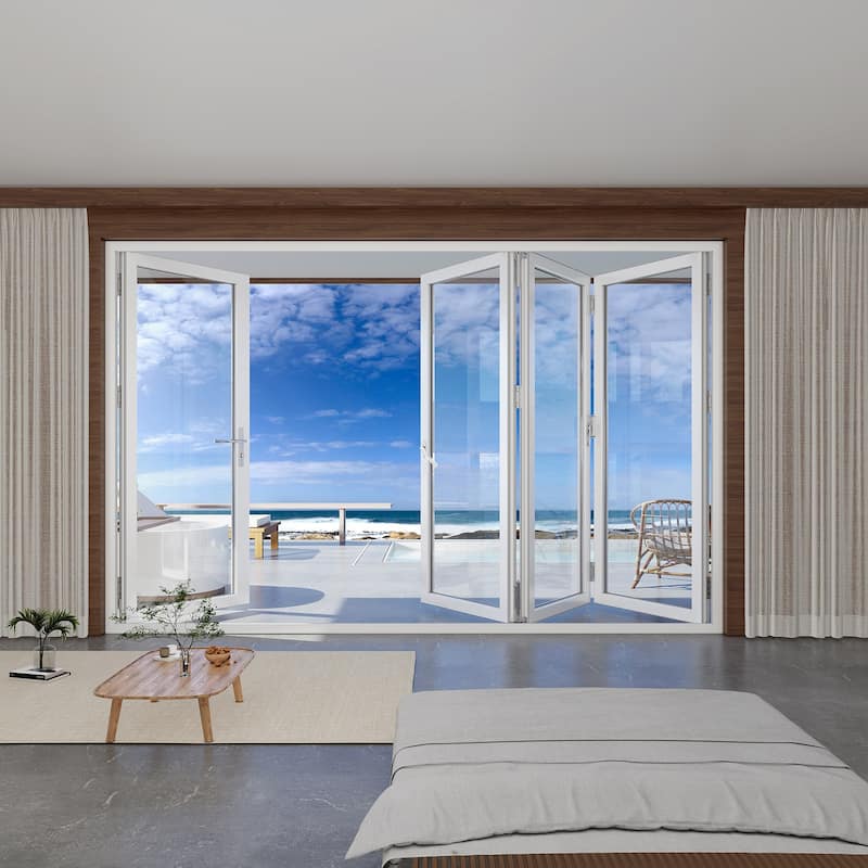KaMic 120" x 96" 4-Panel Aluminum Patio Folding Door Right to Left-Outswing