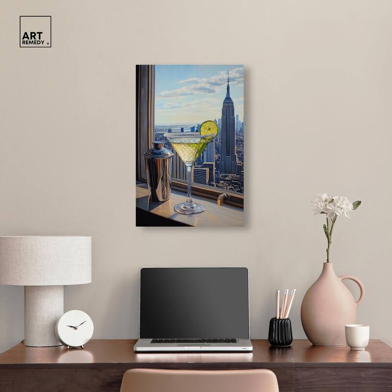 Classy Drink in NYC Canvas by Art Remedy, Gallery Wrapped