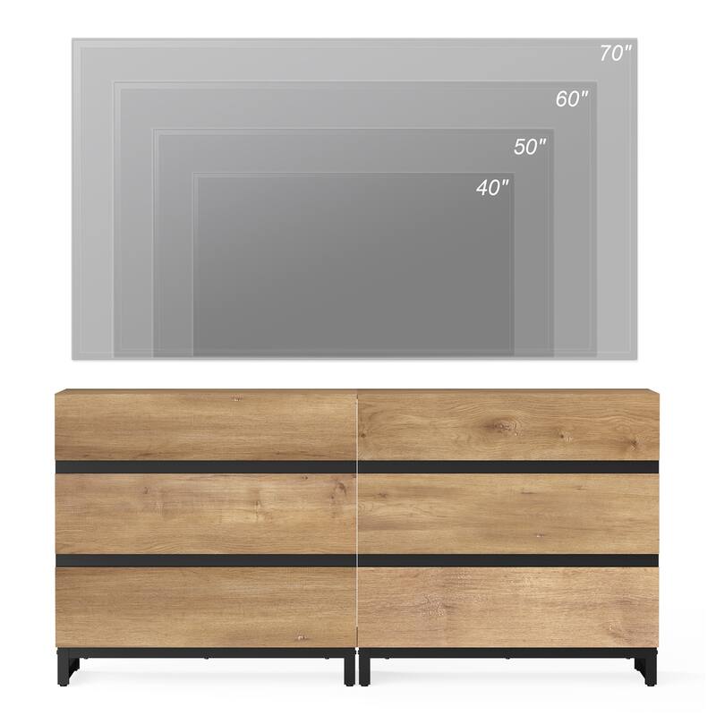 Modern TV Stand, Entertainment Center TV Console Table with Drawers and Metal Base, Media Console for Living Room, Bedroom