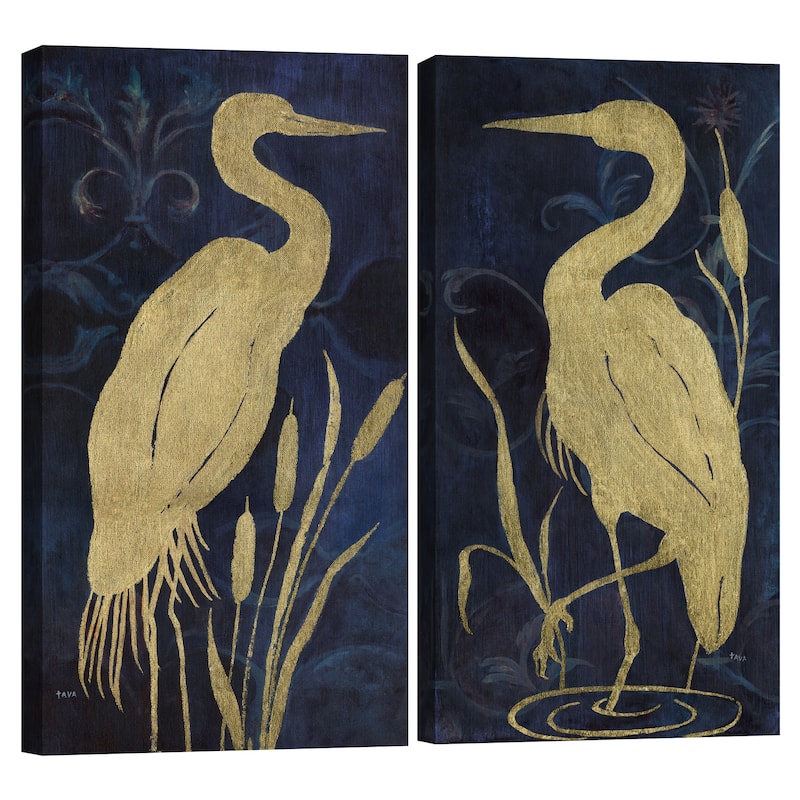 Egret on Indigo I & II by Janet Tava Canvas Art Prints