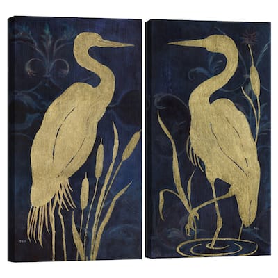 Egret on Indigo I & II by Janet Tava Canvas Art Prints