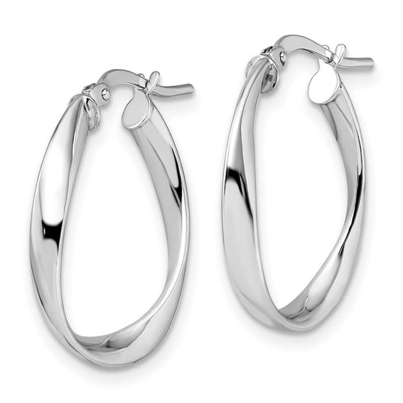 Curata 14k White Gold Polished 3x24mm Twist Hoop Earrings
